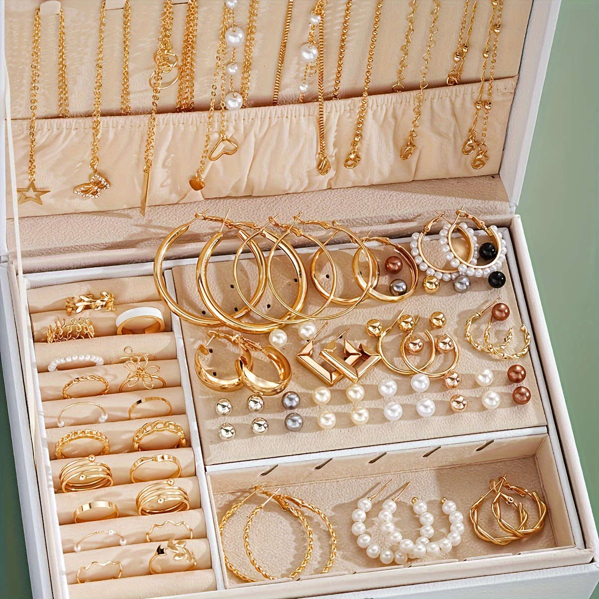 

86pcs Vintage Elegant Jewelry Set, Alloy Fashion Necklace, Earrings, , Hollow Rings, Multi-piece Set For Women, Daily & Party Wear, Valentine's Day Gift, All - Golden ()