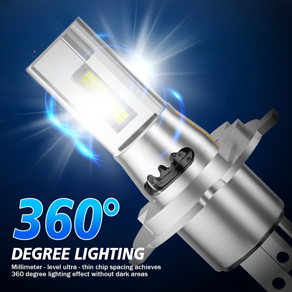 Комплект от 2 броя H4 H7 H11 9005/HB3 9006/HB4 H1 LED автомобилни крушки за дълги светлини, къси светлини или фарове за мъгла, с мощност 250W и яркост 60000LM, оборудвани със супер ярки 3570 CSP чипове, излъчващи 6000K бяла светлина, лесни за инсталиране, без батерия