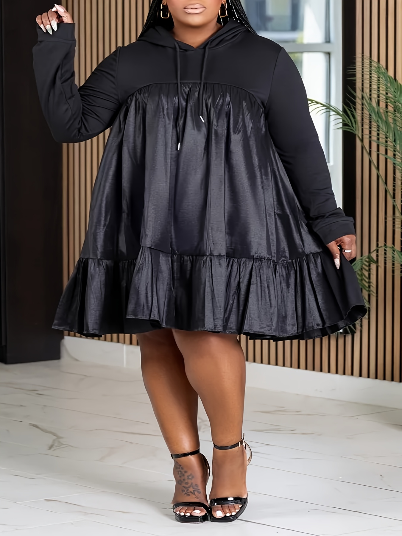 Casual Dress Plus Size Short Sleeve Hoodie Dress Casual Linen