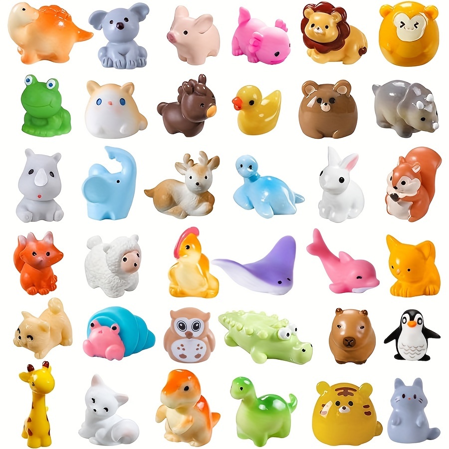 

36pcs Miniature Resin Animal Figurines Set - Fairy Gardens, Dollhouses & Aquarium Decor, Room Decor