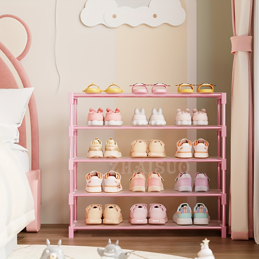 1pc Pink Small Shoe Rack for 6-8 Pairs of Shoes Storage Kids Shoe Rack for  Small Places Lightweight Stackable Shoe Rack Organizer for Entry Doorway An