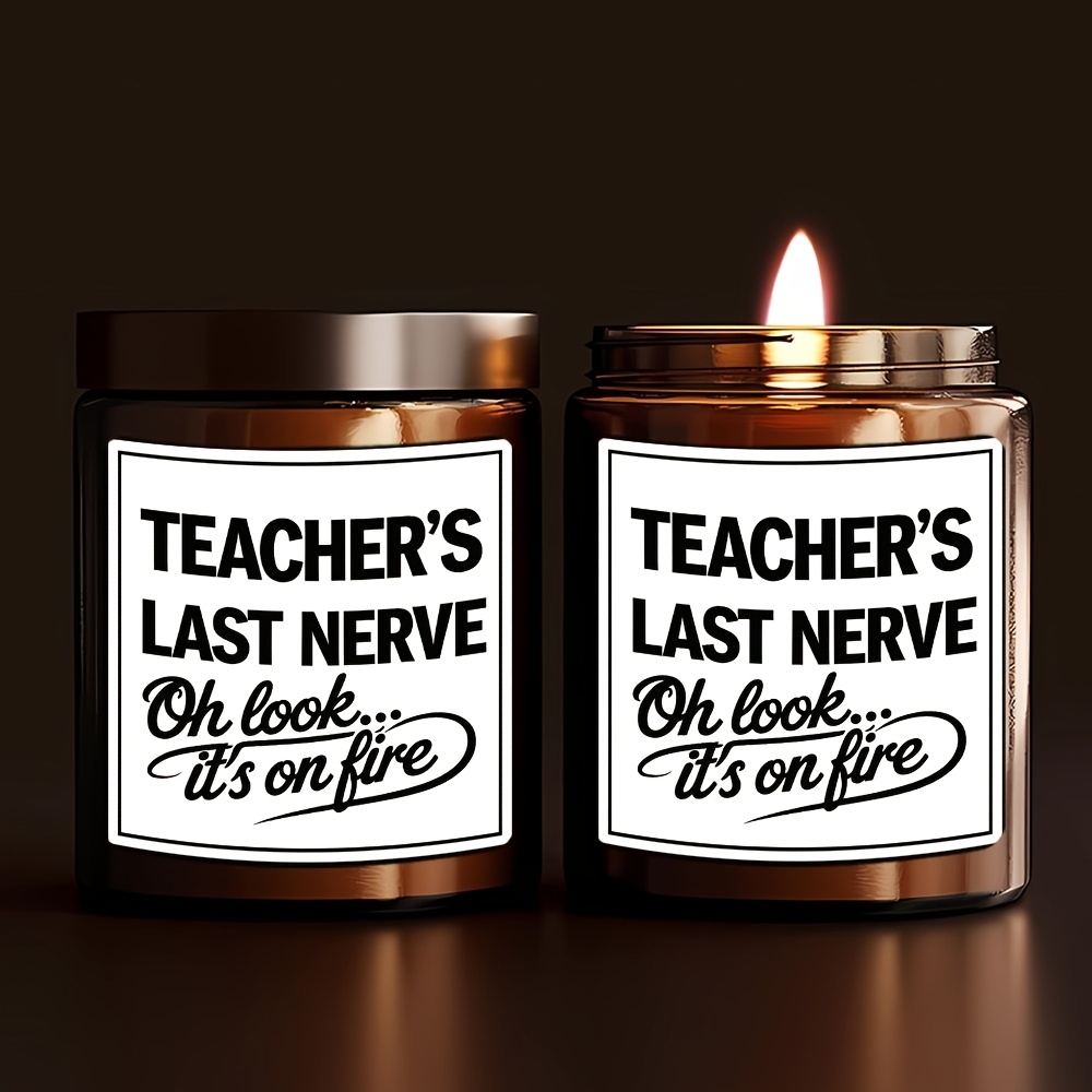 TEMU 8 Humorous Teacher Last Nerve Candle Stickers - "oh Look... It's Burning" Design, 2-inch Vinyl Packaging Labels, Perfect Gift For Teachers On