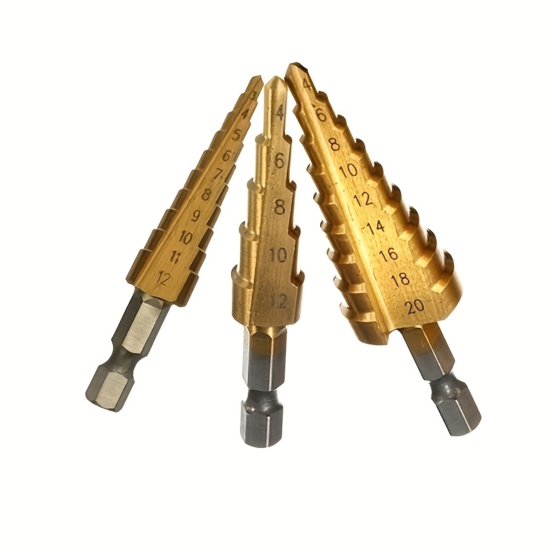 3pcs Hss Cobalt Step Drill Bit Set | Multiple Hole Sizes 50, Steel With Black Oxide, Ideal For Drilling Metal, Wood, Plastic