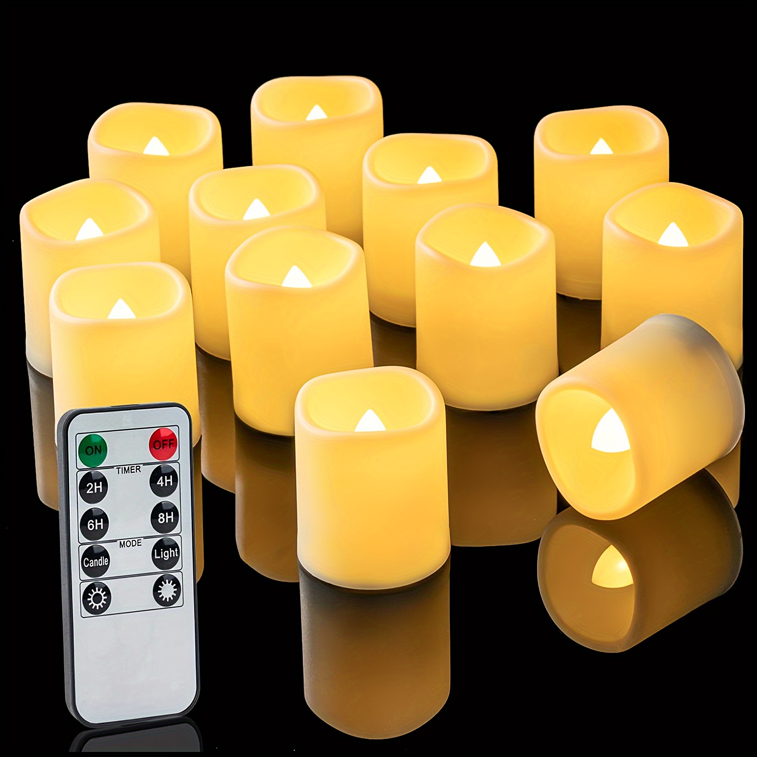 Flickering Flameless Electronic Candles with Remote Control, 12-Pack or 24-Pack