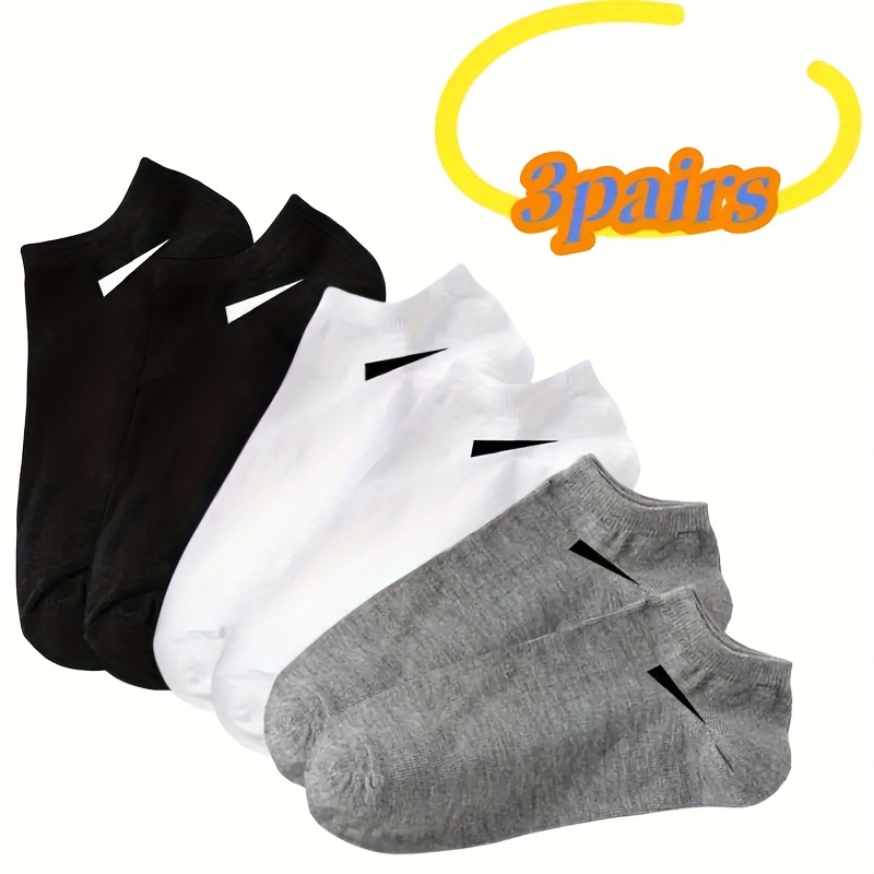 TEMU 3 Pairs/6 Pairs Of Women's Socks Men's Socks Black White Gray Easy Versatile Solid Short Socks Fashionable Versatile Sports Invisible Boat Socks