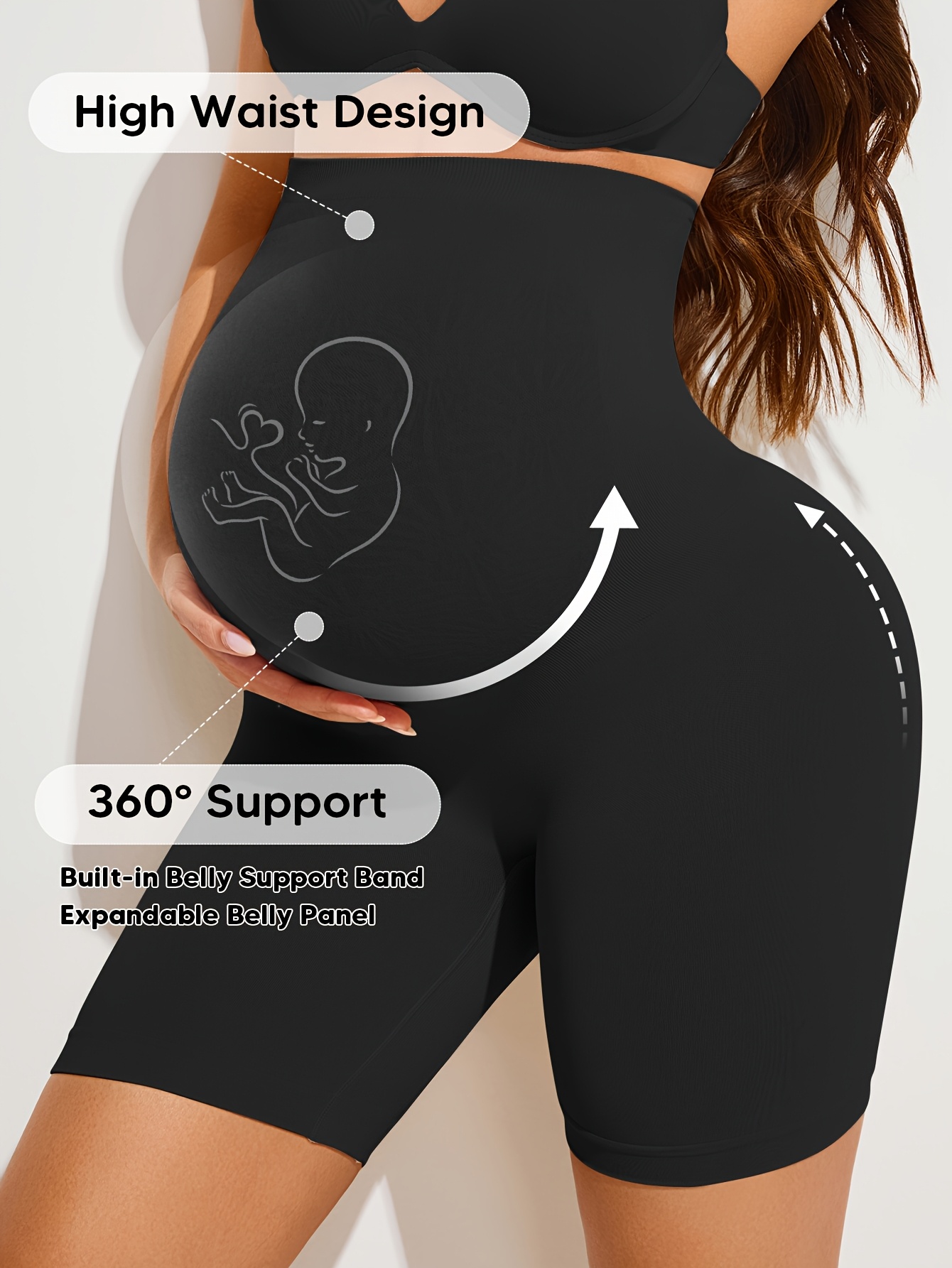 1 Pack Women's High-Waisted Maternity Shorts - Tummy Control Pregnancy Shorts with Postpartum Belly Support, Seamless Nursing ShortsWith Elastic Waistband & Back Panel - All-Season Prenatal Workout & Casual Attire (Breastfeeding-Friendly)