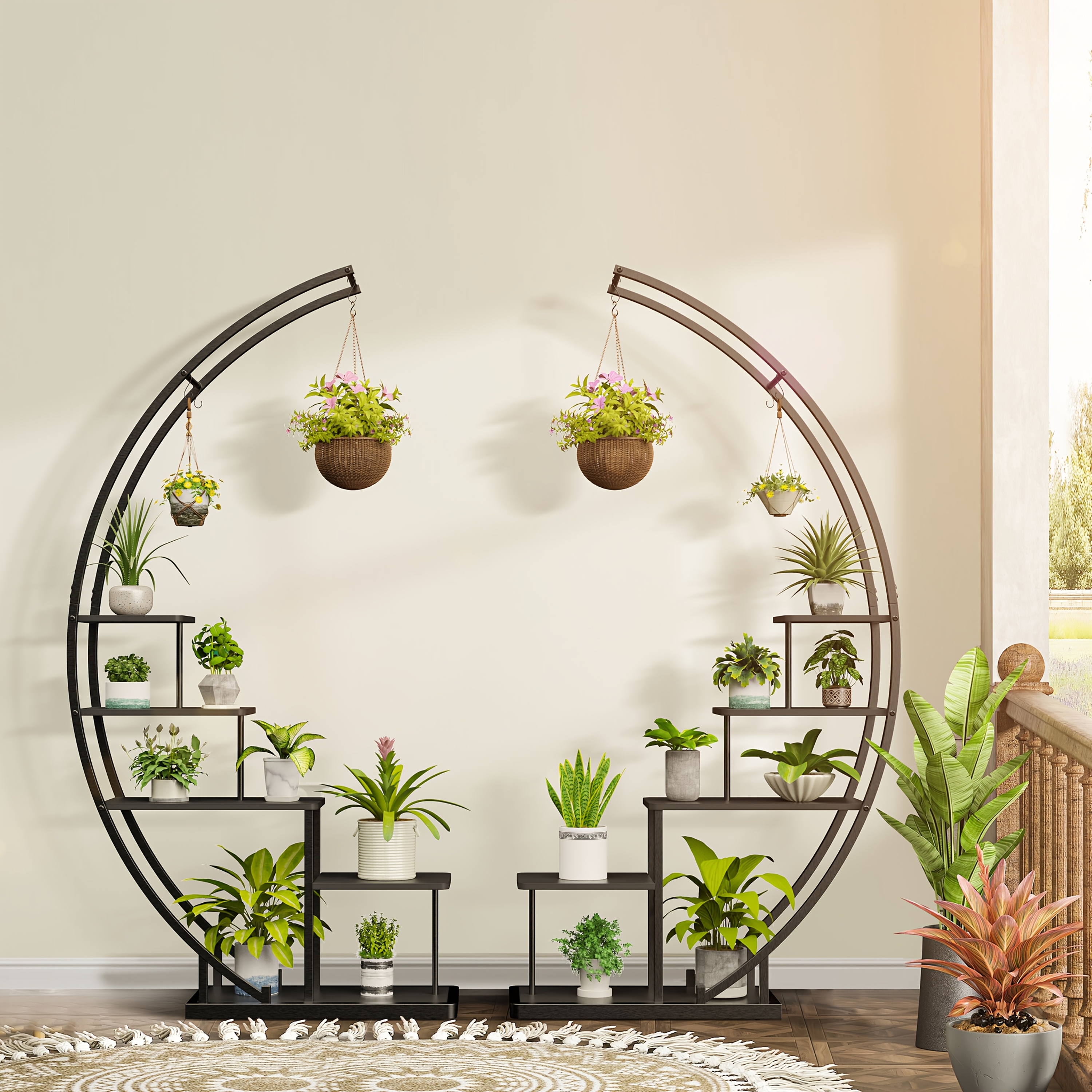 5 tier   plant stand durable metal shelf with 5 tier design black   sturdy black legs for indoor outdoor home decor   potted plants indoor plant holder elegant shelf design modern aesthetic sleek  