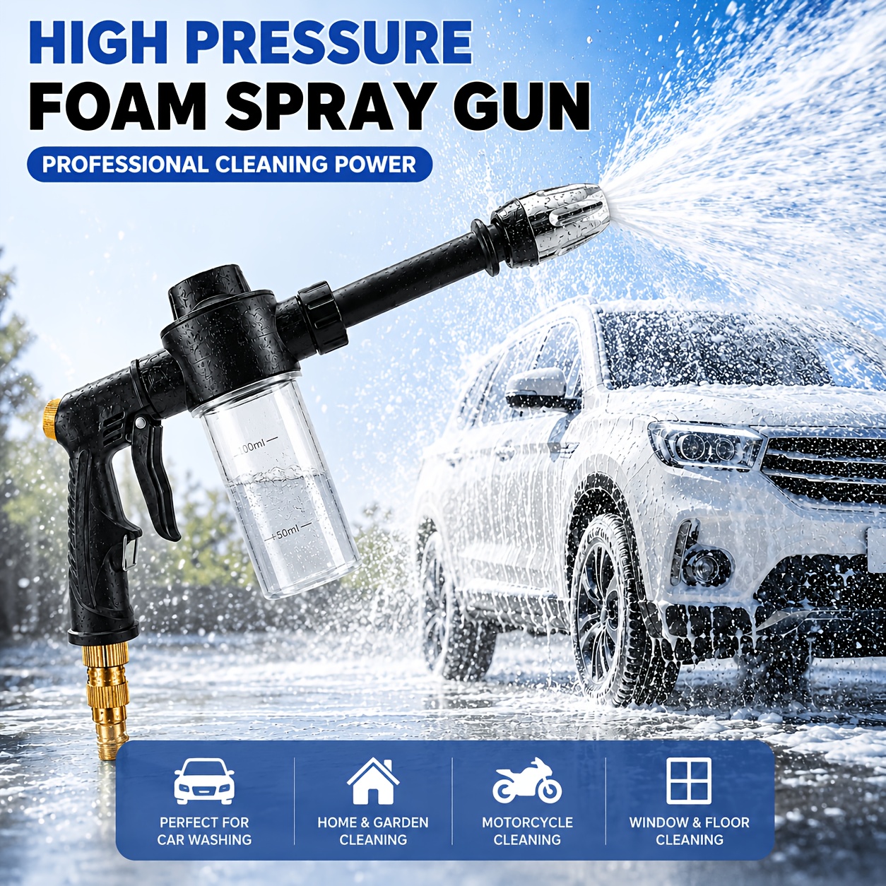 lightning high pressure power washer portable   pressure car wash foam gun with long handle 2x stronger     for women seniors ideal for car washing watering plants cleaning and tire inflation watering can