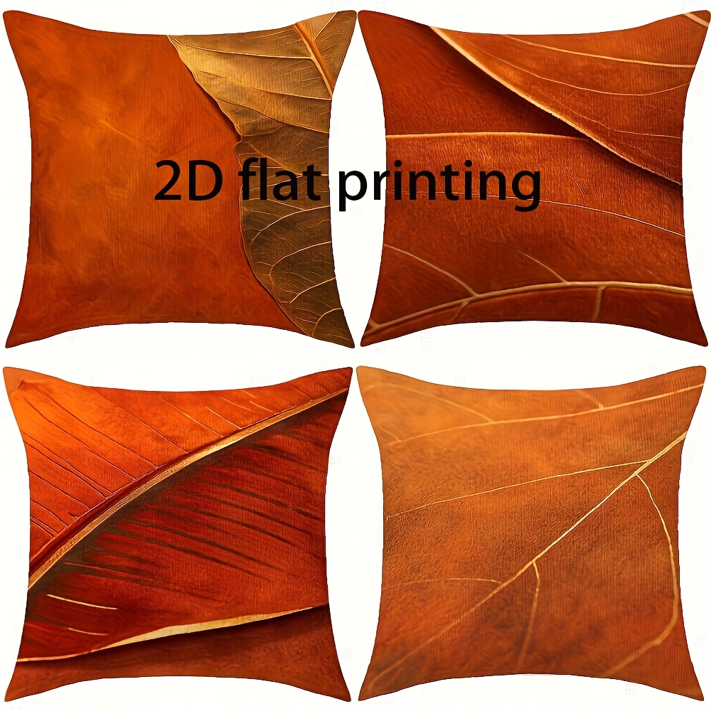 TEMU Ensemble de 4 housses de coussin d'automne vintage avec de feuilles d'érable, parfaites pour décorer votre canapé de salon et . Convient aux