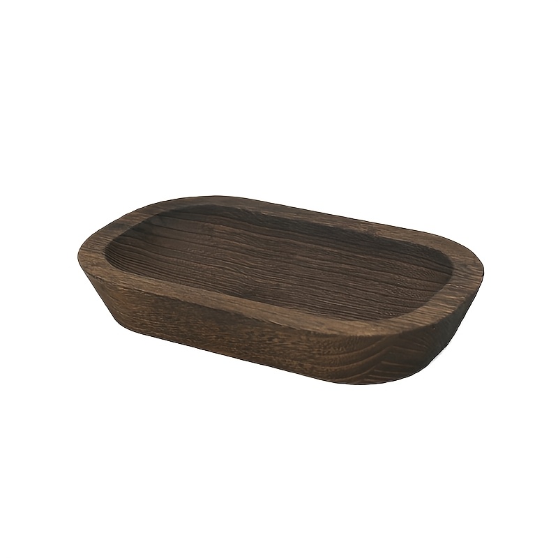 TEMU Bol à rayures bohèmes en bois - Pièce maîtresse de table ovale rustique de style ferme et plateau bougeoir adapté pour bougies, fleurs séchées,