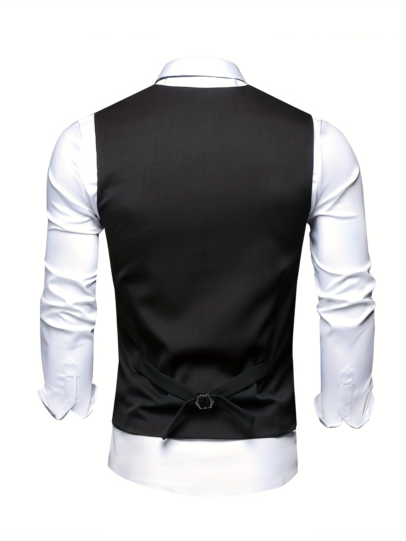 Men's Business Formal Work Cargo Vest Korean Style Slim Solid Color 