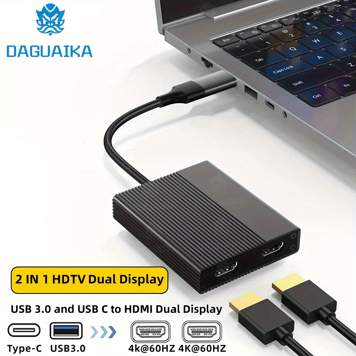 

4k 60hz Usb C/usb 3.0 To Dual Hdtv Dock Station Dl6950 Chip Compatible With Windows M1/m2 Android Chrome