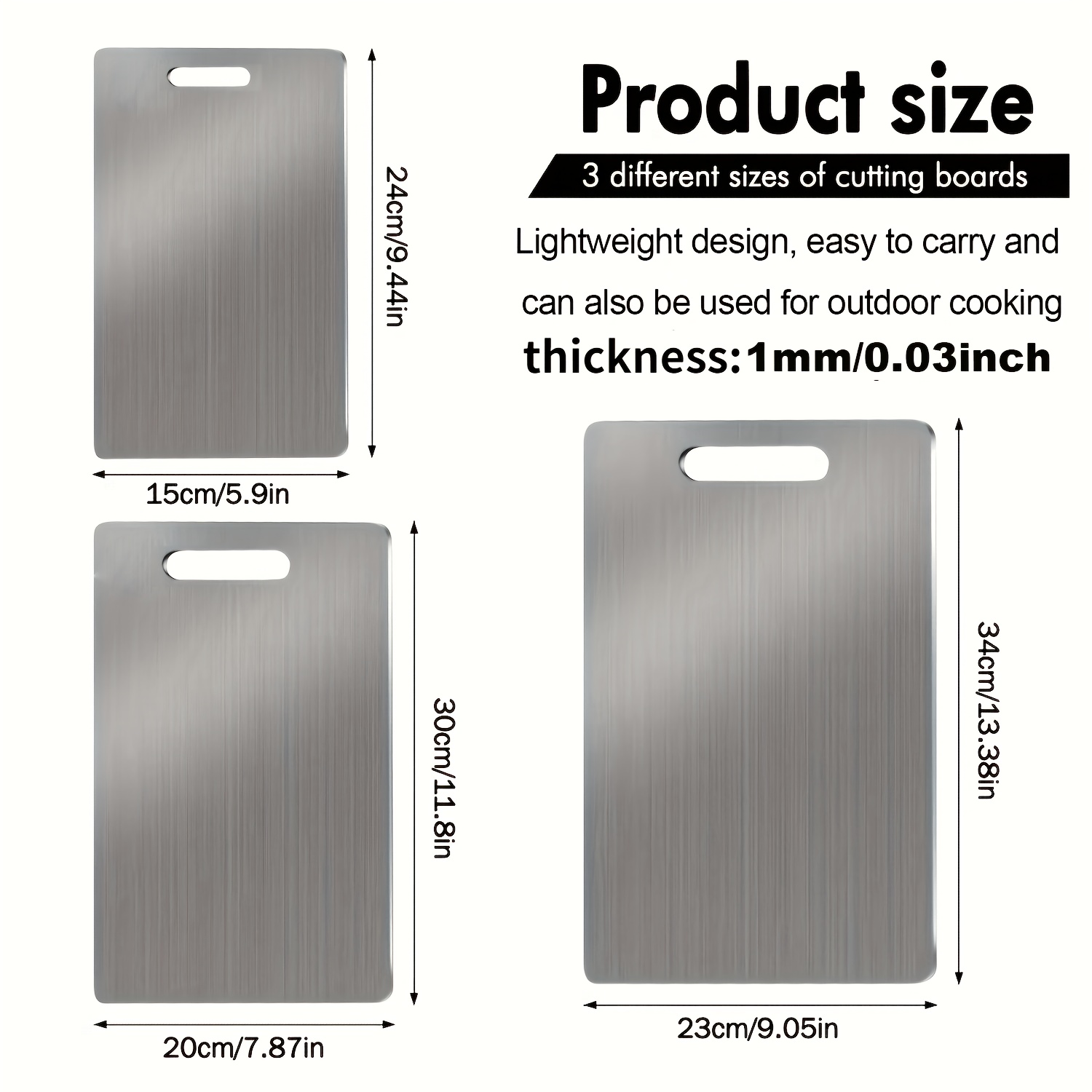 TEMU 3pcs Thick Stainless Steel Cutting Boards - Food Grade Durable Kitchen Cutting Boards - Non-slip Design For Meat/fruits/vegetables - Dishwasher
