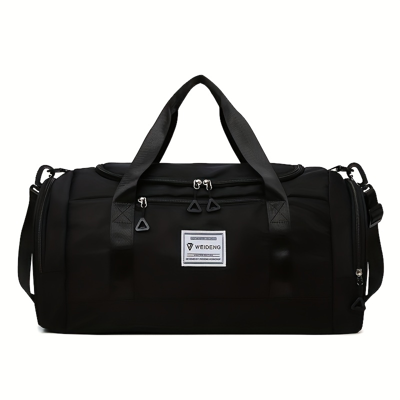 TEMU Portable Bag With Shoe Compartment - Durable Oxford Fabric Gym & Outdoor Duffel, Adjustable Shoulder Strap & Padded Handles, Spacious Gray/black Bag For Short-distance Trips, Workouts & , Gym Bag
