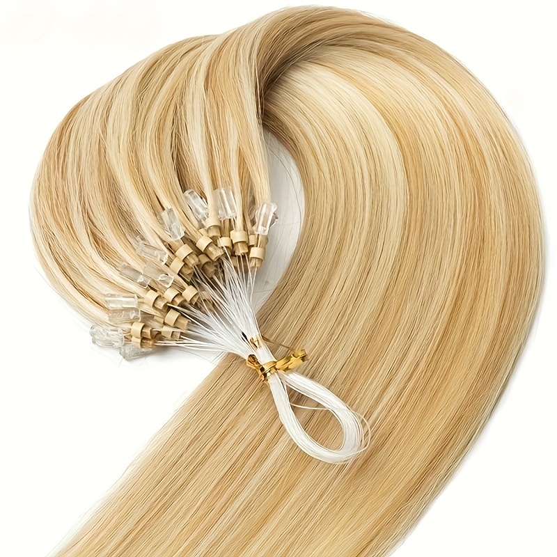 Nano Rings Micro Links Human Hair Extensions Natural Micro Bead Loop Pre Bonded Straight Hair