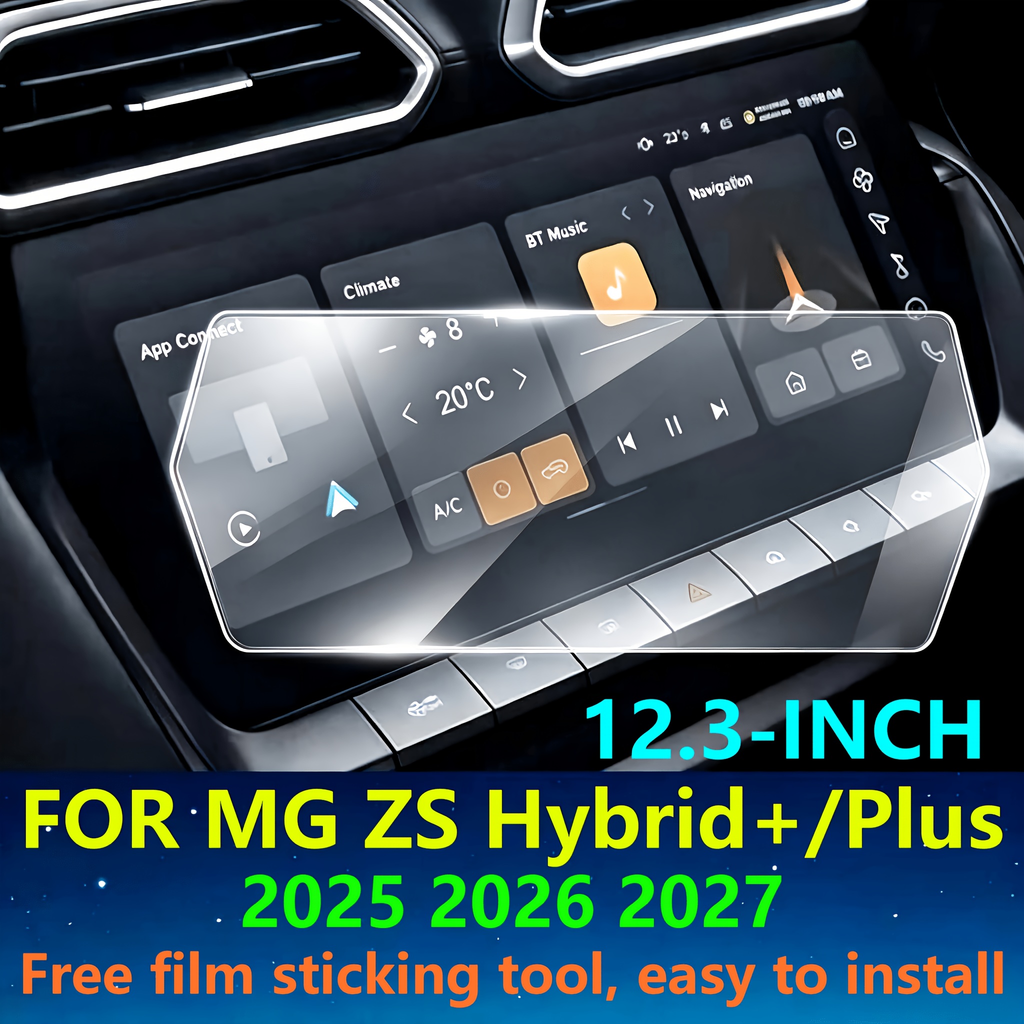 TEMU Pellicola per di del controllo da 12,3 pollici per 2025 2026 2027 (Hybrid+/), pellicola touchscreen 9H, installazione facile