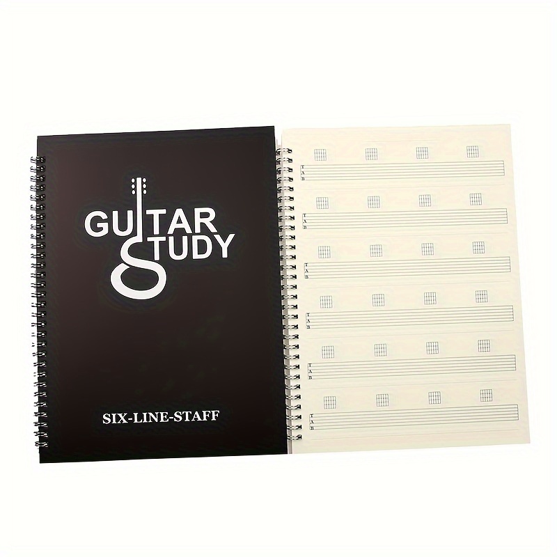 

50-sheet Guitar Tablature Notebook With Six-line Staff For Guitar, Ukulele, And Bass Music And Practice - Abs Material Sheet With Clear Printing And Waterproof Cover