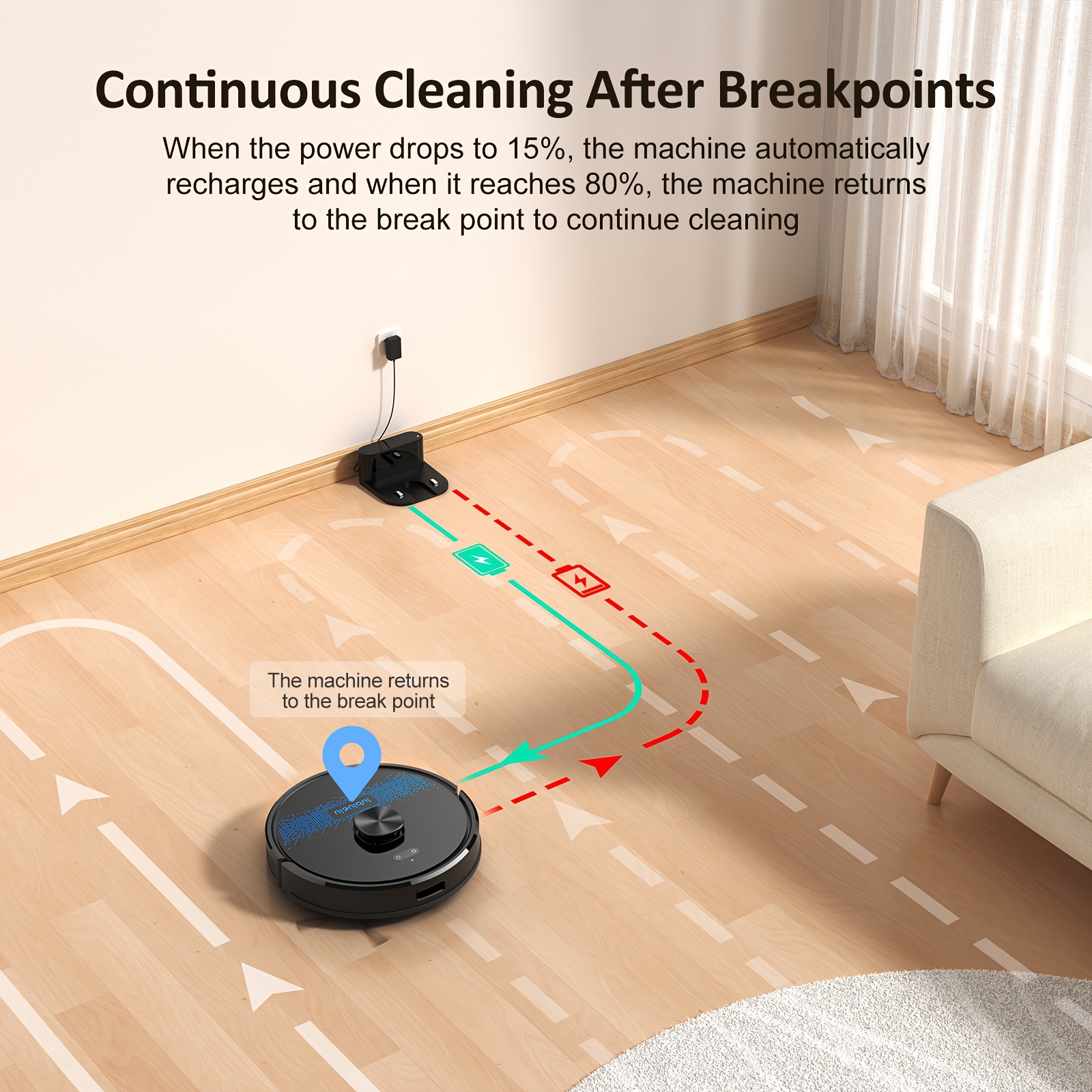 Lubluelu SL60 Ultra 4500Pa Robot Vacuum Cleaner And Mop Combo, Robotic Vacuum, Self-Charging, Anti-Siphon, 5 Maps, 24 No-Go Zones For Pet Hair Carpets Hard Floor, Christmas&Halloween Gifts
