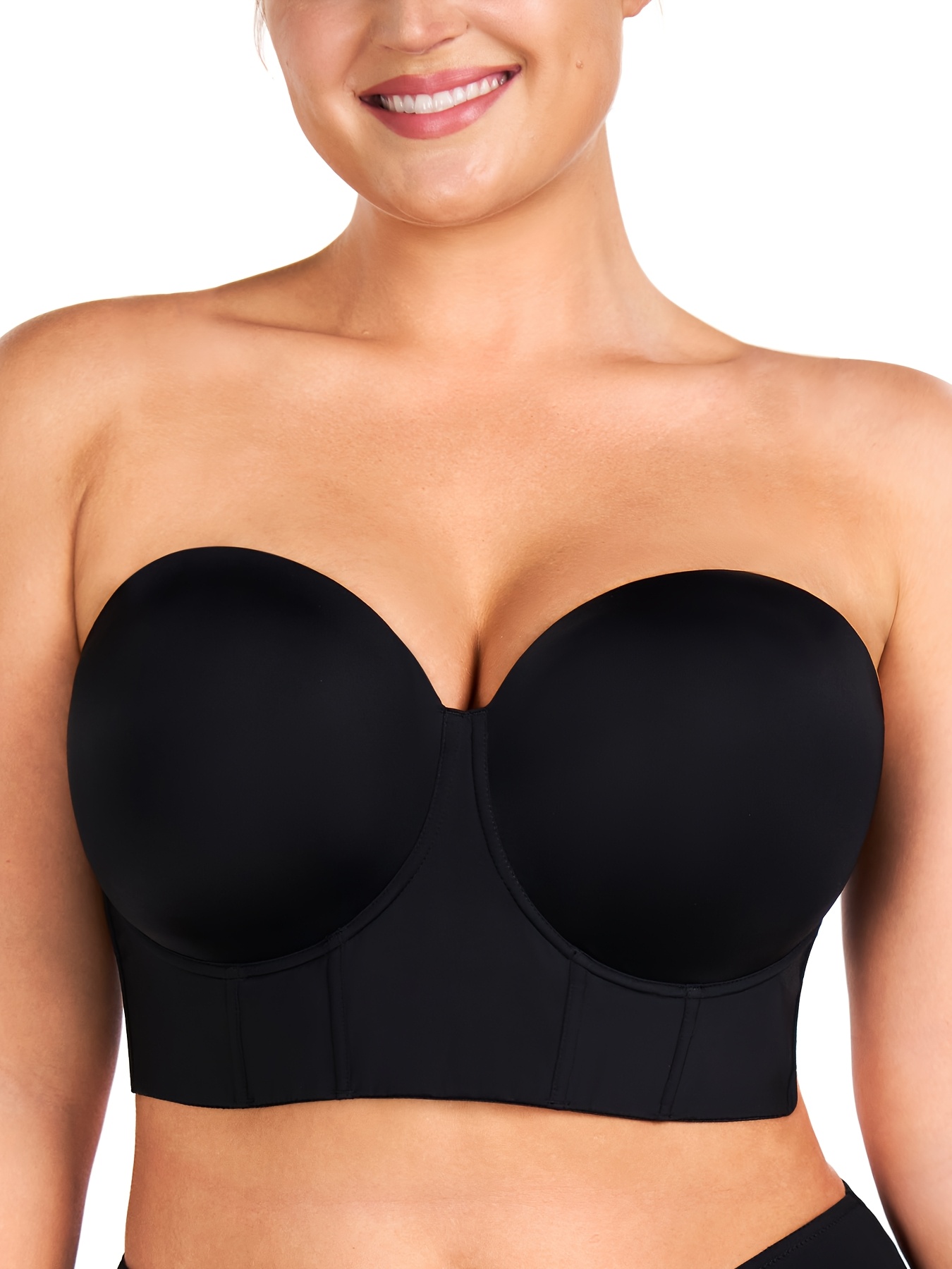 longline strapless bra push women heavy breast bra big Temu