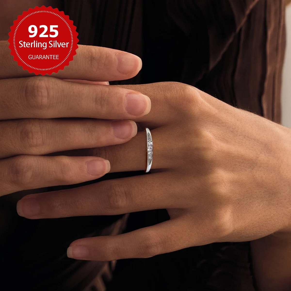 1pc S925 Sterling Silvery Engagement Wedding Band Rings Easy Plain Ring Design Women'S Fashion Gift Wedding Anniversary Valentine'S Day Birthday Women Jewelry Exquisite Gift Wedding Season Jewelry Anniversary Stackable Promise Ring