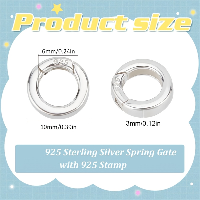 S925 Sterling Silver Necklace Ring Clip Spring Gate Rings