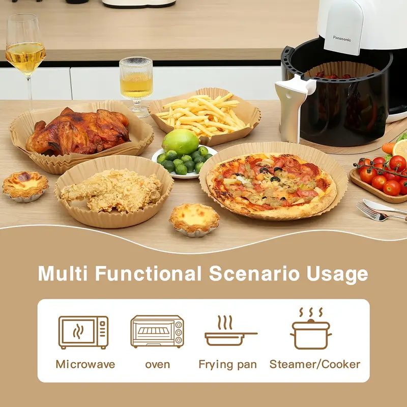 100pcs of air fryer paper disposable air fryer mat non stick disposable air fryer mat 8 inch unbleached baking paper suitable for 5 8 fryer microwave baking father gift Product details 2