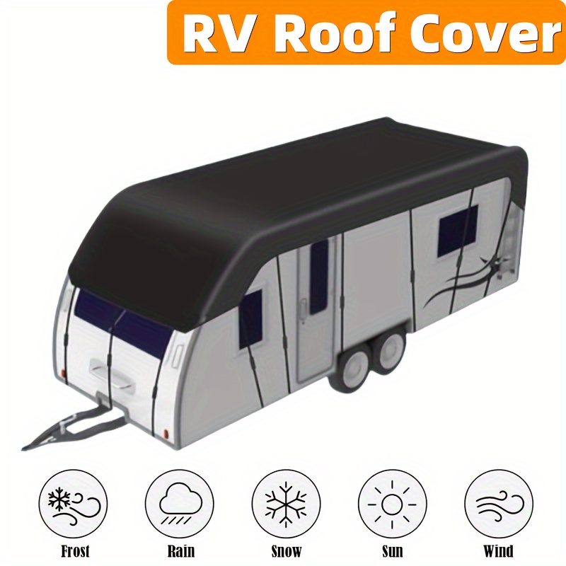 

Rv Roof Cover For All Motorhomes, Travel Trailers, Campers, Caravans - Polyester Fiber Protective Cover With Uv, Dust, Snow, Frost, Leaf Protection - Includes Lightweight Storage Bag