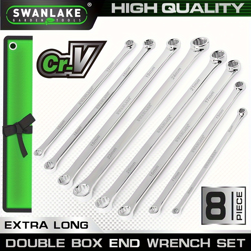 

8-piece Extra Long End Wrench Set, , Less Aviation Wrench Metric 8mm - 24mm