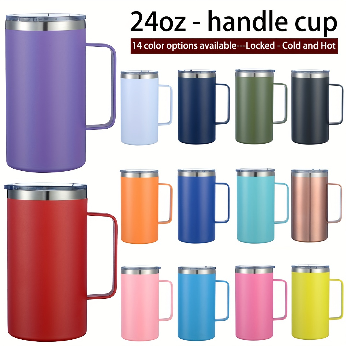 1개 24oz 스테인리스 스틸 진공 단열 물병 손잡이 포함 - 누수 방지, bpa 프리, 식기 세척기 사용 가능, 뜨거운 & 차가운 음료에 적합, 캠핑, 여행, 체육관, 스포츠에 이상적 - 다양한 색상으로 제공, 사랑하는 사람을 위한 훌륭한 선물, 물병 단열, 크리스마스에 가장 적합, 추수감사절에 완벽