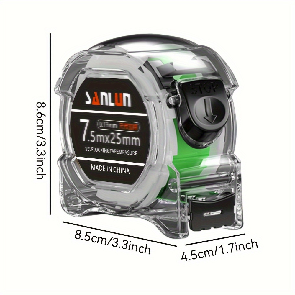 

High-precision 7.5m Self-locking Steel Tape Measure - Fluorescent Green, Waterproof & Thickened For Durability, Ideal For Woodworking & Manual Measuring