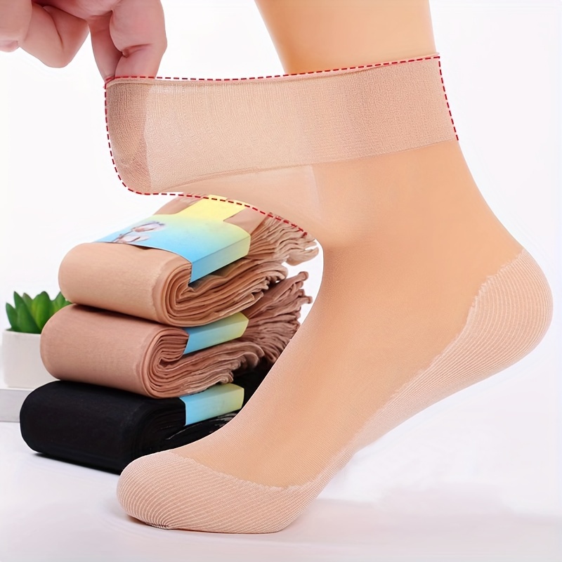 

10 Pairs/20 Pairs Of Silk Stockings For Women, Super Thin, Sweat-absorbing, Anti-slip, Loose-fitting, Postpartum, Elderly, Grandma Stockings For Summer