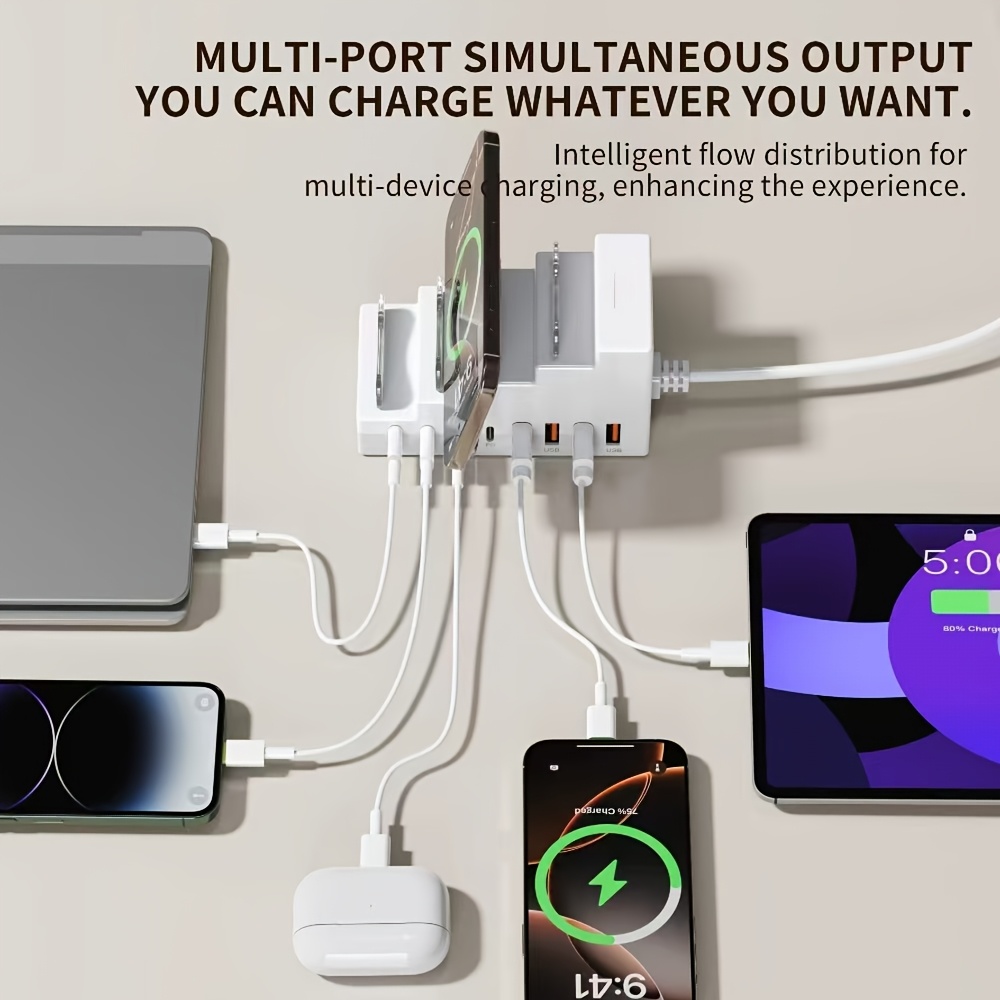66W 8-in-1 Fast Charging Station USB and Type-C PD Ports