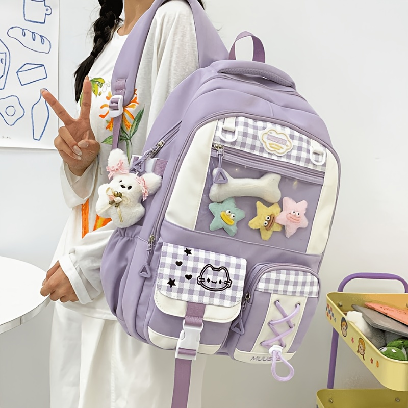 TEMU New Preppy Style Lightweight Large Capacity Backpack Back To Women's Easy All-match Outdoor Travel Bag -match Laptop Hiking Bag Women's Backpack