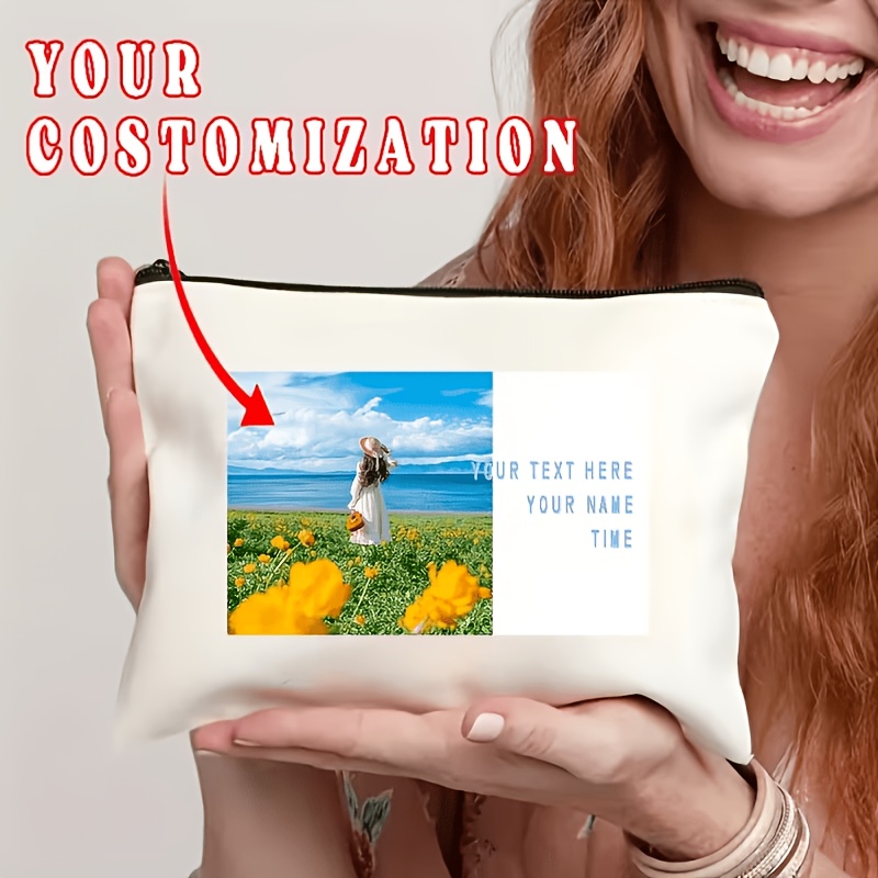 TEMU 1/30 piezas de neceser de maquillaje personalizable, personalizable con imágenes/fotos/logotipos y texto, organizador de viaje para cosméticos,