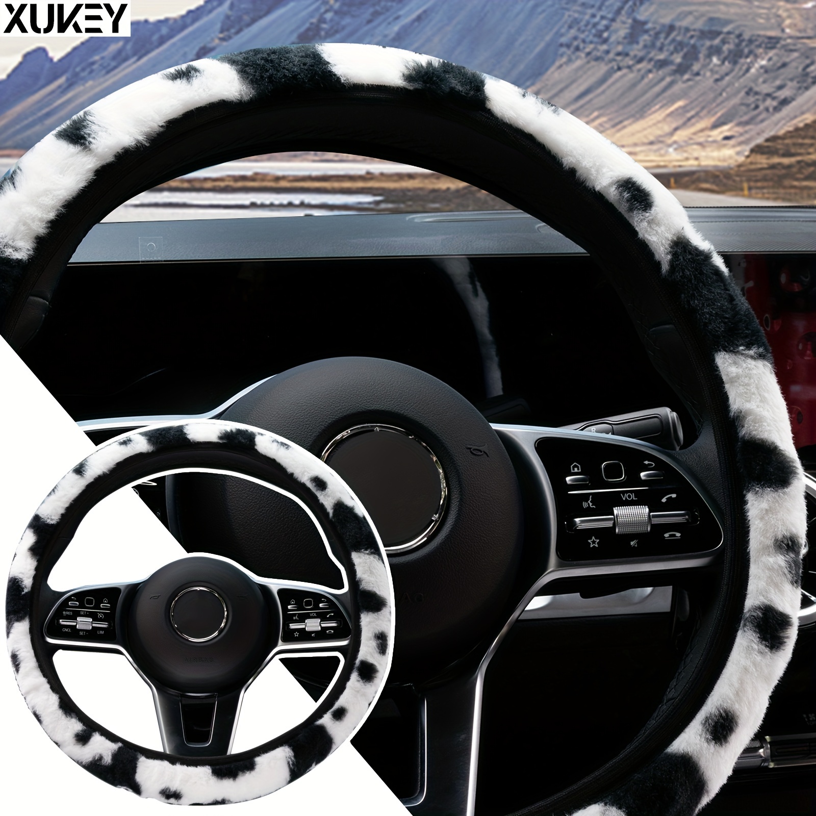 

Xukey Furry Fluffy Car Steering Wheel Cover Protector Women Girl Winter Decoration Non Warm Auto Vehicle Trunk Accessories