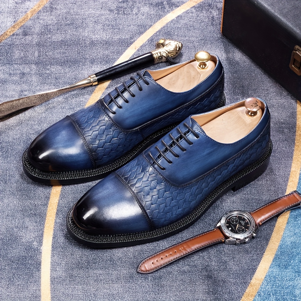 mens blue dress shoes sold on Temu United States