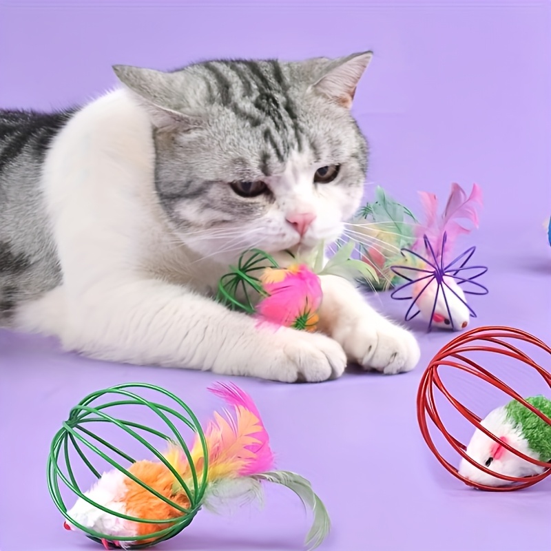 Fun Interactive Cat Toy with Tail - Artificial Feathers