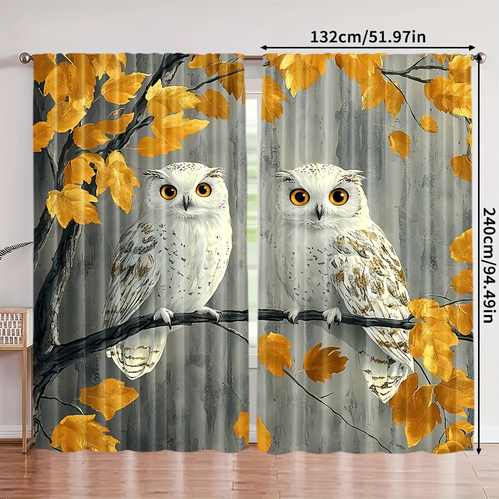 TEMU Set Of 2, Bohemian-style Curtains Featuring Bird Designs, Including And Tree Leaves, Made From Extra Large Fabric, Suitable For Holiday Decor In