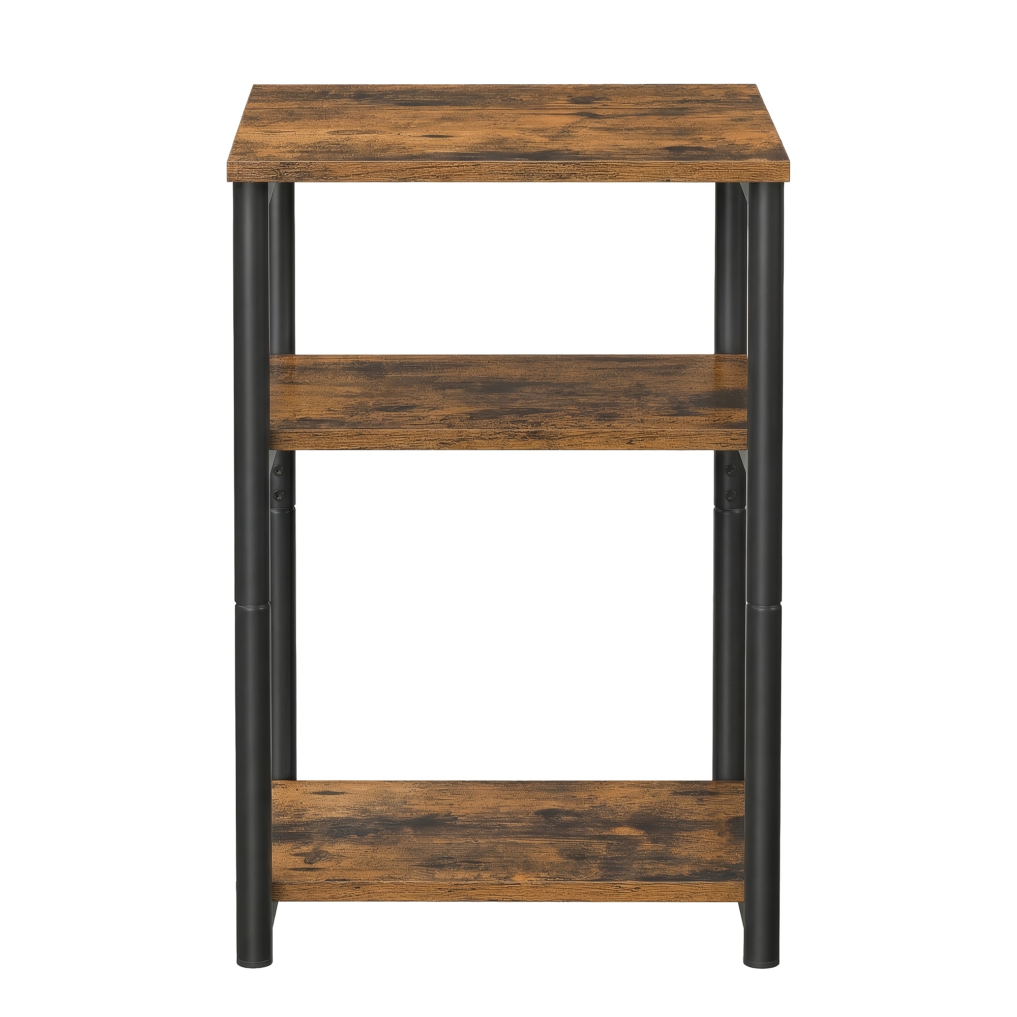 TEMU Mesa Auxiliar para Sofá, , Mesita de Noche, Mesa Lateral, Mesa de , Mesa Pequeña, Tablero de Marrón , Estante de Almacenamiento de Acero, Mesa
