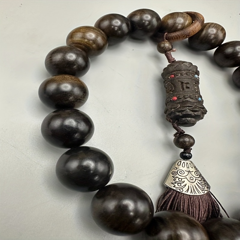 Hand Carved Wood Prayer Beads with Tassel for Meditation