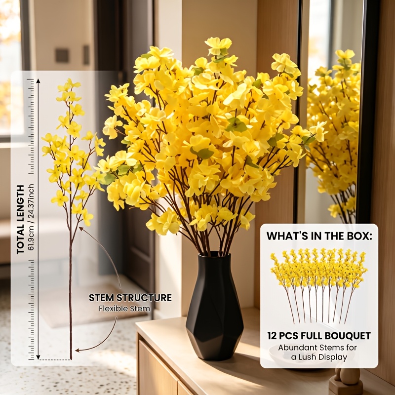 TEMU 12 Bundles Premium Faux Flowers, Artificial Branches For Fall Thanksgiving Centerpiece, Wedding Party Home Office Garden Decor, No Fade & 0