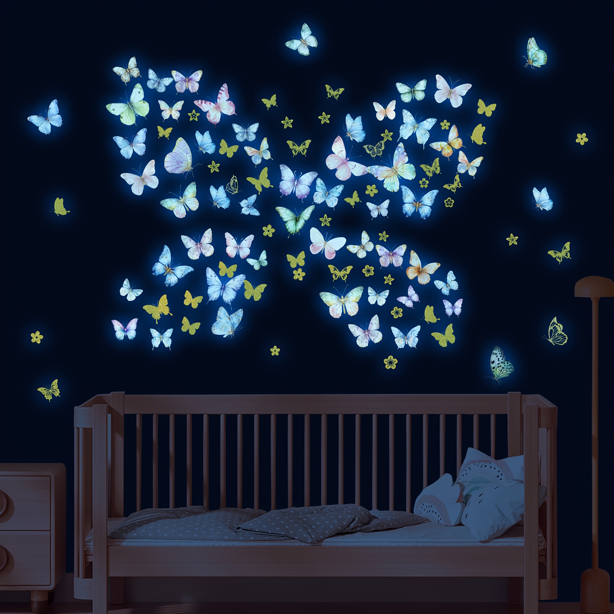 Image of 1-set Luminous Wall Stickers, Creative Decorations, Colorful Simulated Bedroom And Living Room Wall Decorations, Self-adhesive Background Wall Decoration Stickers