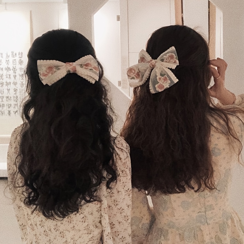 

Lace Embroidered Bow Hairpin, Fresh And Sweet, Back Of Hair Clip, Side Hairpin For Girls And Women.