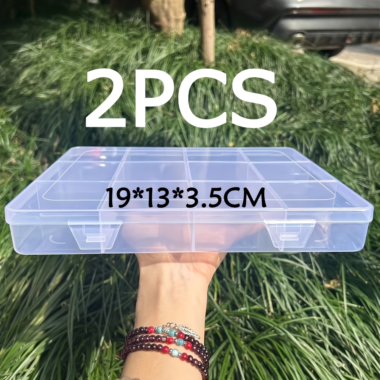 TEMU 2pcs Set Of Large Storage Boxes(2 Boxes In Total, 24 Compartments), , Fixed Dividers, Large-capacity Transparent Jewelry Storage Box, Material