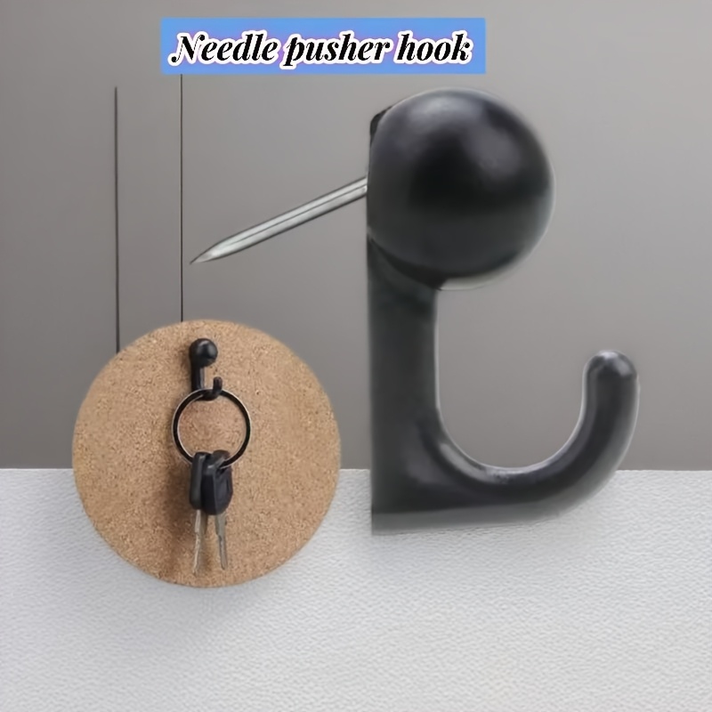 TEMU 10pcs Push Pin Hooks, Cork Hooks Decorative Thumb Nail Hooks For Photo Walls, Bulletin Boards, Home Walls, Home Office School Supplies (black,