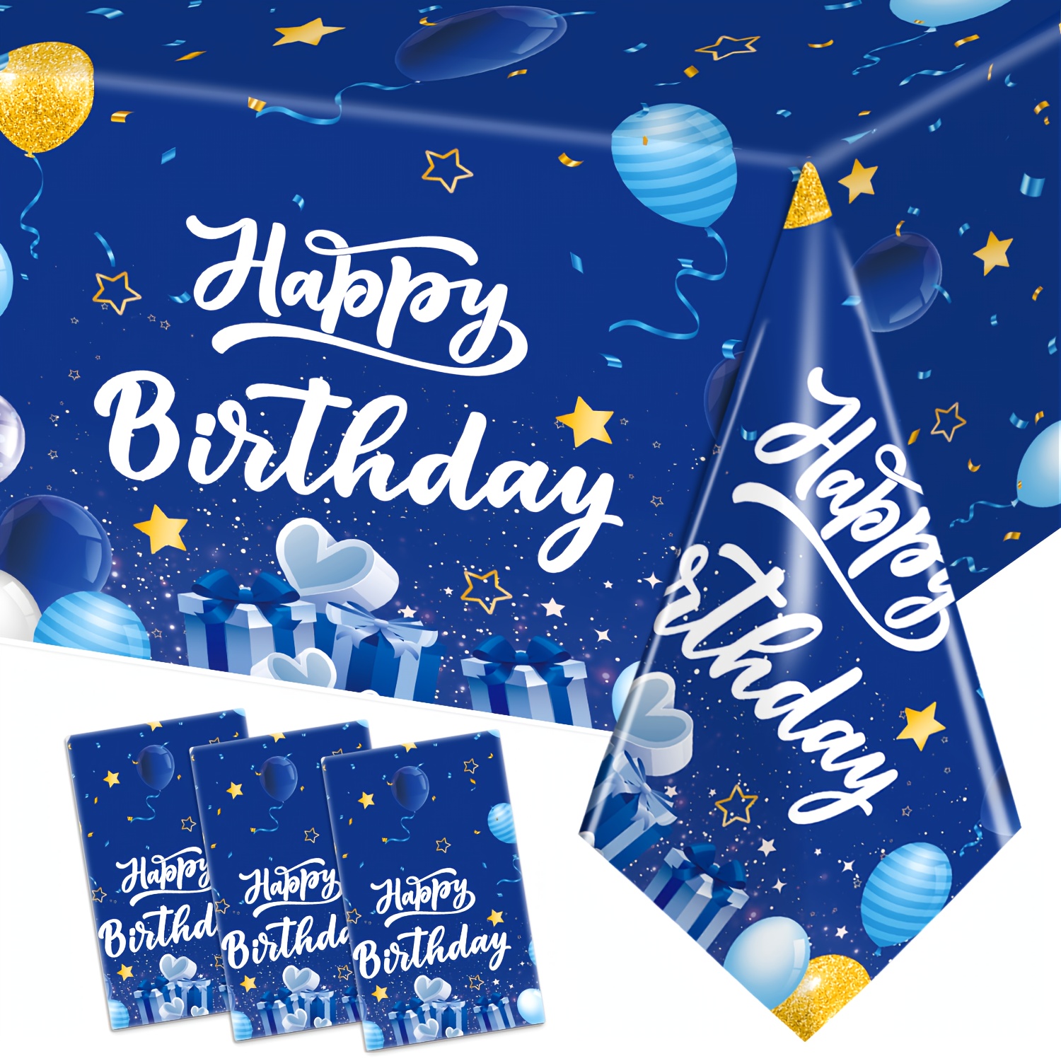 TEMU 1pc/3pcs, Party Tablecloth, Blue Birthday Party Tablecloth