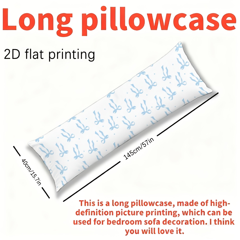 TEMU 2d Flat - Long Pillowcase, 2d Printed Design, Repeating Pattern, Full Body Support Pillow Cover, Durable Fabric, Suitable For Dorms, Living