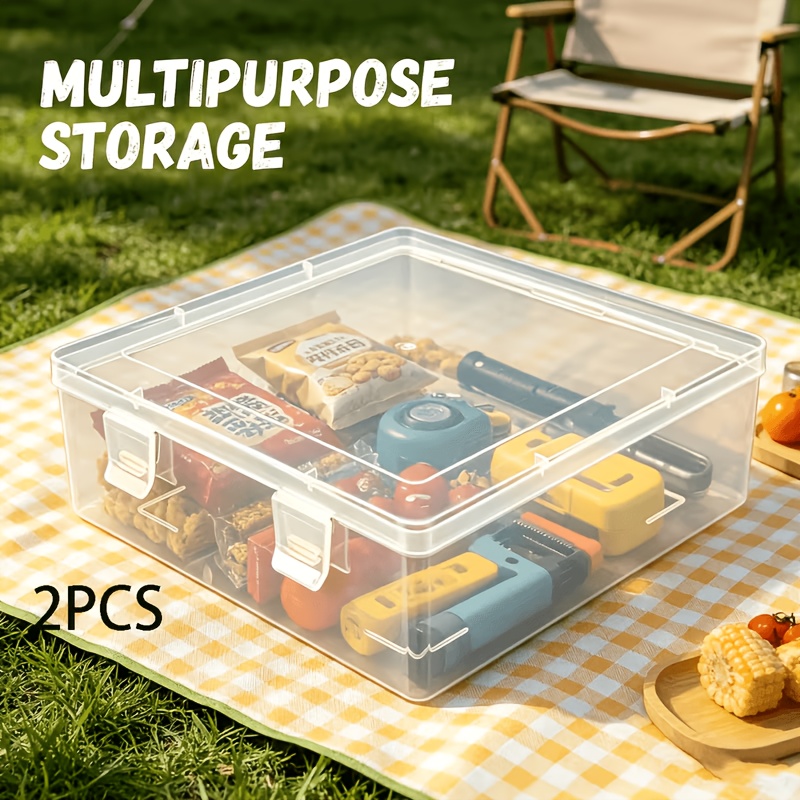 TEMU 2er-Set große durchsichtige Aufbewahrungsboxen aus Kunststoff mit Klappdeckeln, quadratische PP-Boxen für Schmuck Accessoires, Organizer-Boxen