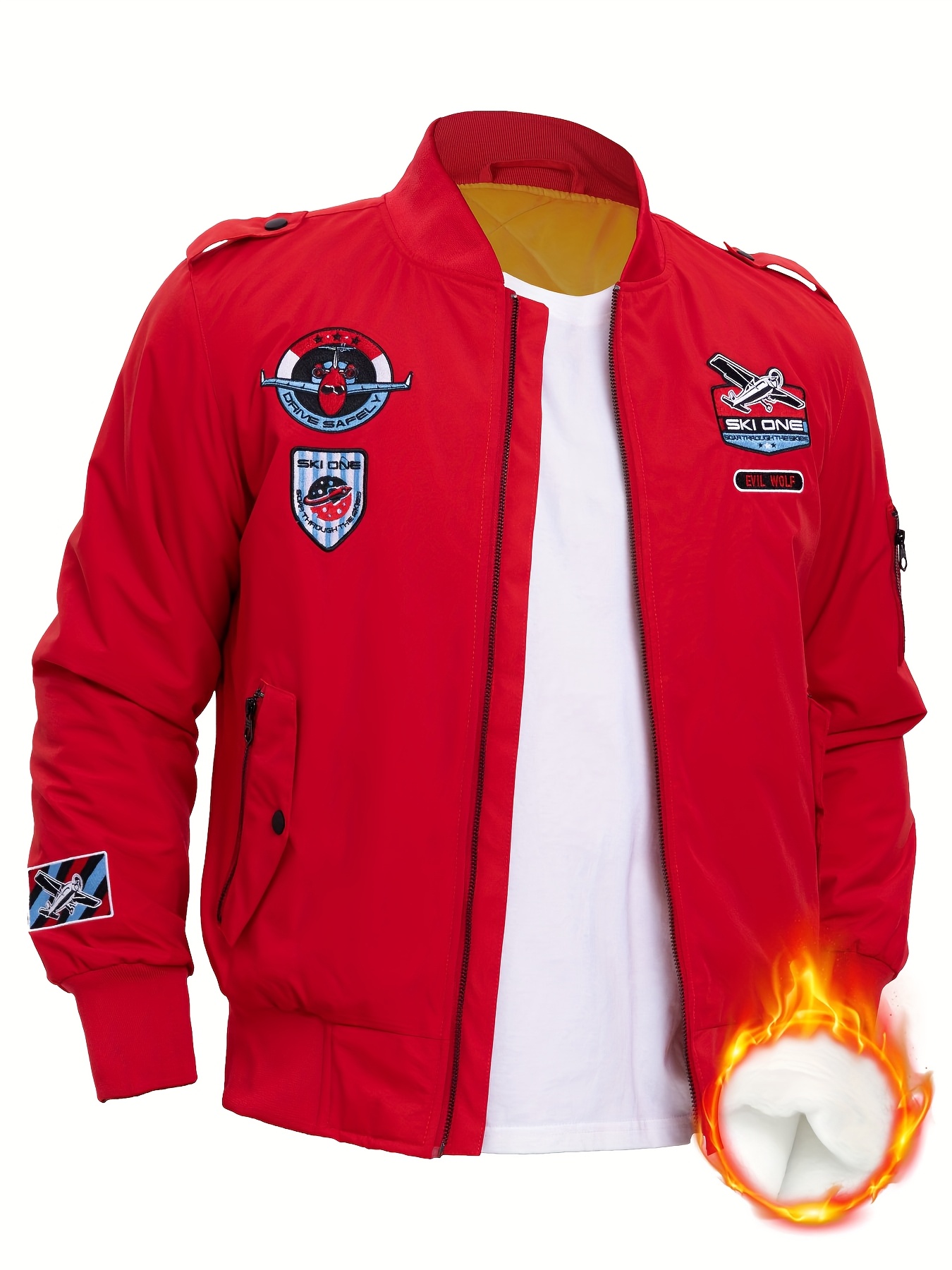 ex strech mens military fan embroidered   preppy style polyester 100 crew neck long sleeve baseball jacket with zipper closure regular fit solid color casual jacket for autumn winter thick
