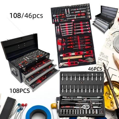 automotive repair special tool set ratchet wrench and screwdriver combination set with thickened portable storage case complete universal tool kit for vehicle emergency repairs and home auto maintenance suitable for disassembly